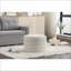 Repose-pieds avec rangement Housse réversible - Repose-pieds rond en velours pour chambre à coucher | Ivoire | Velours-2079970205
