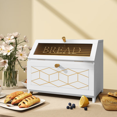 Boîte à pain à motif géométrique - Solution de rangement élégante pour la cuisine
