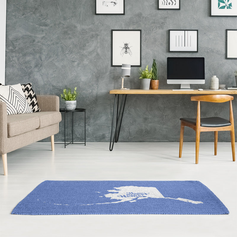 Tapis de maison bleu ancrage doux, Rectangle 5 pi x 7 pi, Oui
