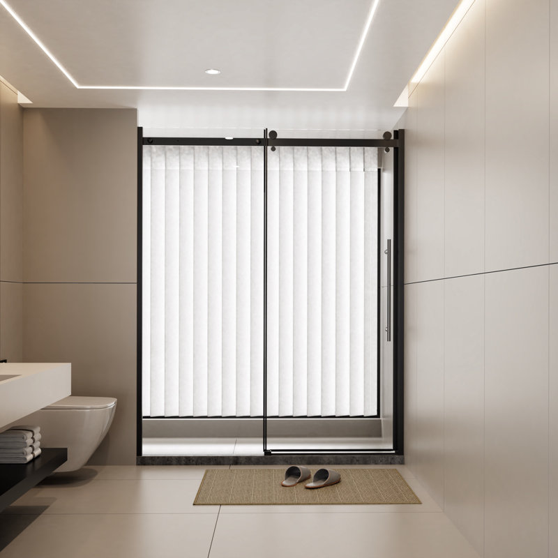 60" W X 72" H Single Sliding Frameless Shower Door With Clear Tempered Glass