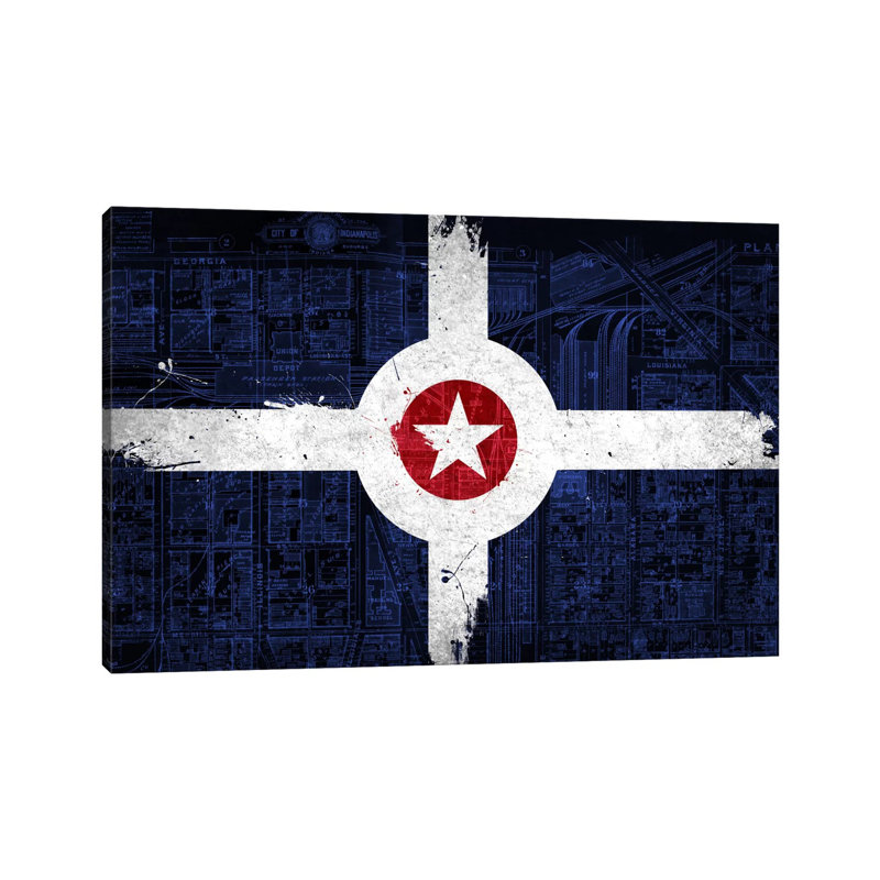 Indianapolis, Indiana (Roadway Blueprint) - Wrapped Canvas Painting, 20.32 cm H x 30.48 cm W