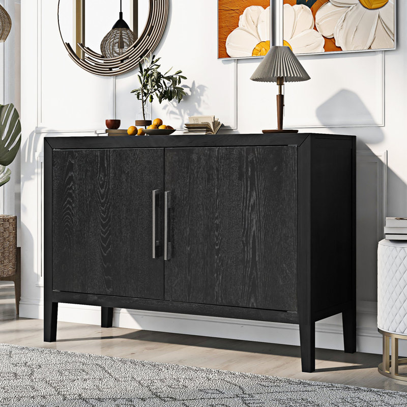 Buffet en bois avec 2 portes, Noir