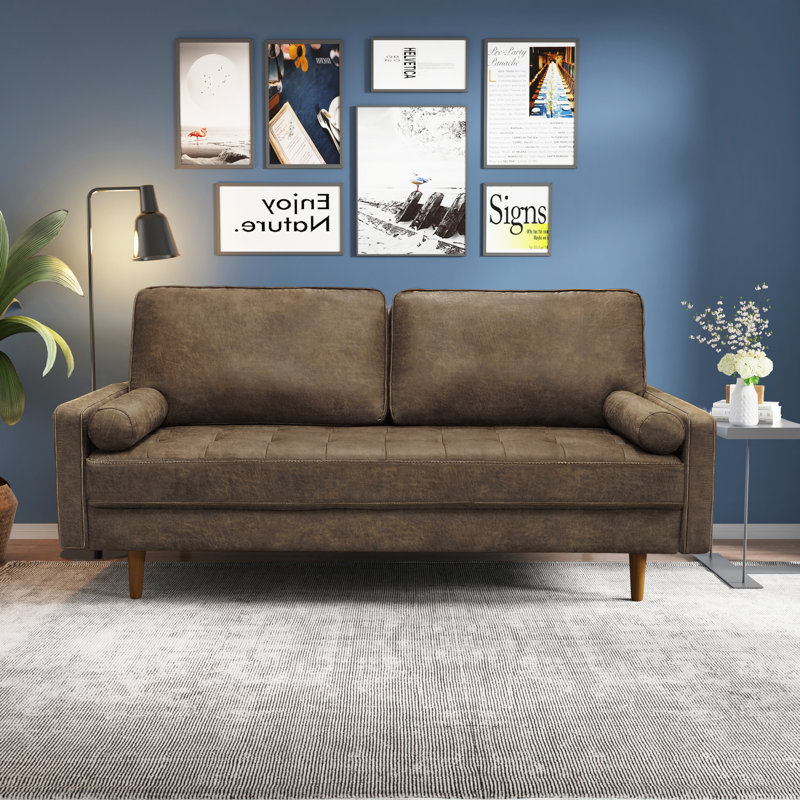 Aisha 70" Faux Leather Loveseat - Vintage Style