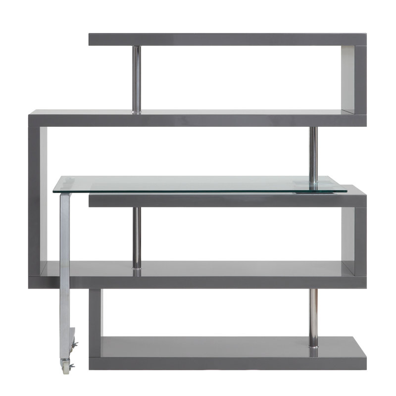 Bureau en L en verre Jovia, Gris