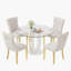 Ensemble de table de salle à manger haute brillance ronde avec 4 chaises de salle à manger en velours-1212418342-1212418341