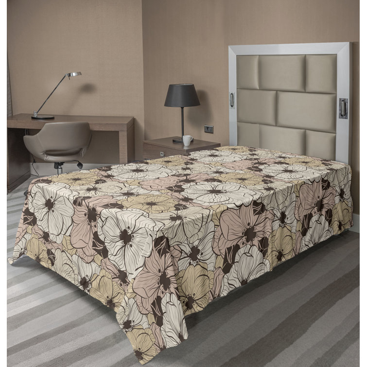 Ambesonne Floral Flat Sheet Peonies Spring Botanical Art