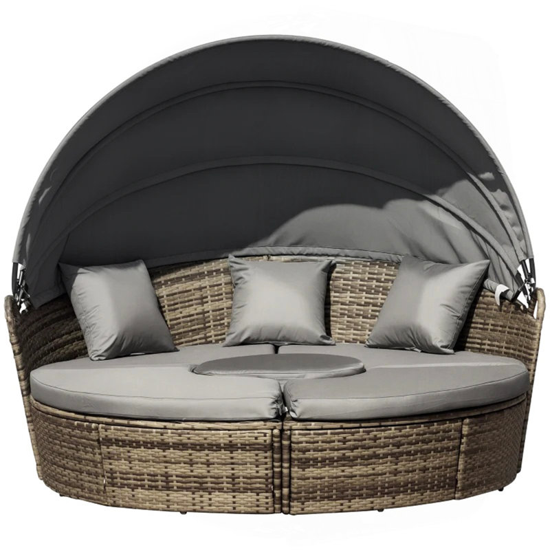 Ensembles de conversation élégants pour l'extérieur, ensemble de mobilier de patio convertible, lit de jour convertible rond 4 pièces