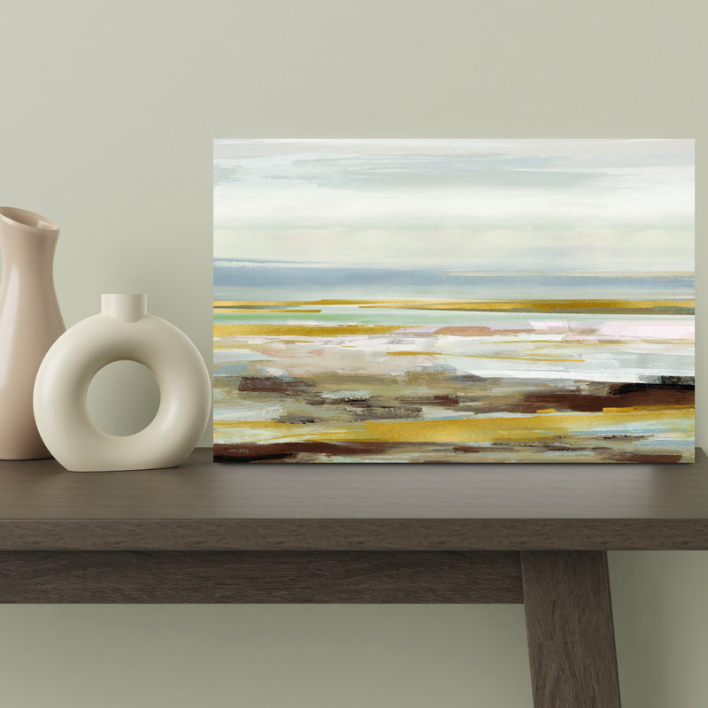 Art contemporain contemporain, paysage côtier moderne abstrait, H 12 po x l 18 po