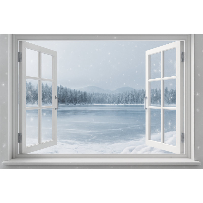 Frozen Stillness - Winter Window View Landscape, art mural