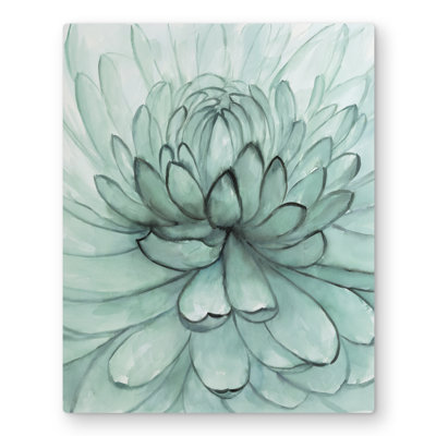 Turquoise Flower - Neo Mint Illustrative Metal Print for Home Decor