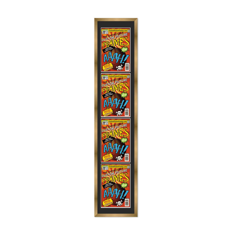 Wood Picture Frame with Mat, 7.75" x 10.5", Gold/Black