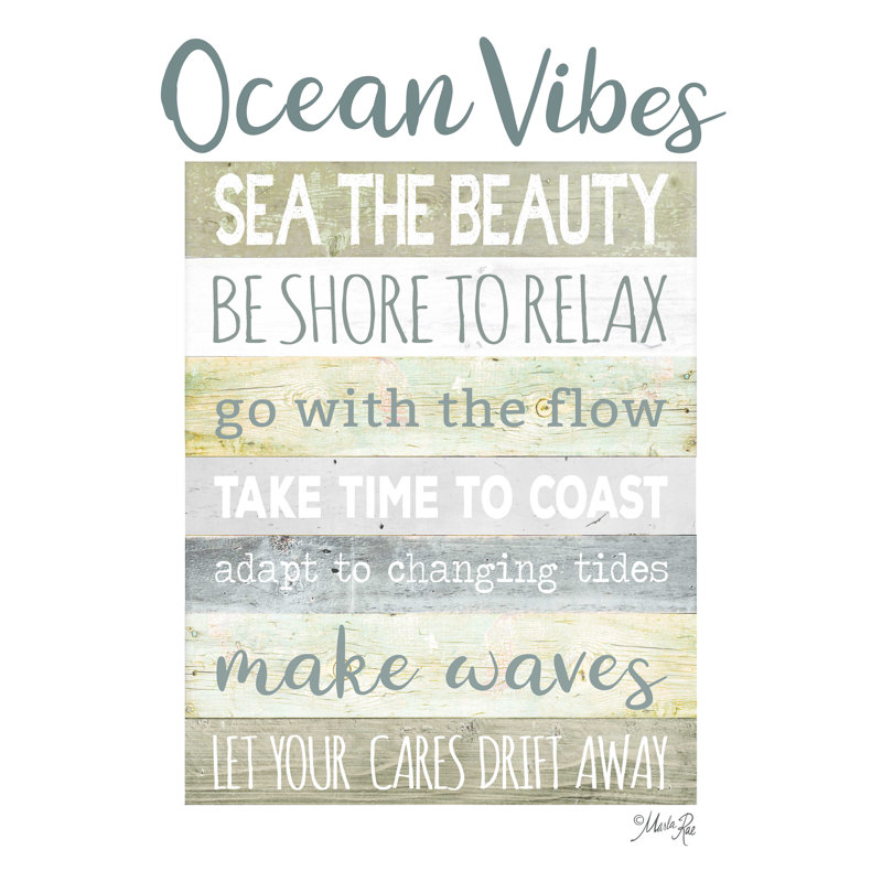 «Ocean Vibes», art textuel sur toile tendue, H 16 po x l 12 po