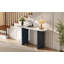 Console étroite avec plateau ovale en faux marbre, vestibule rustique et canapé pour une décoration intérieure élégante-995307708