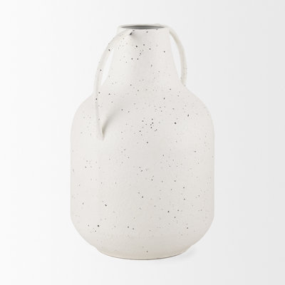 Donzel White W/ Black Speckles Tall Vase