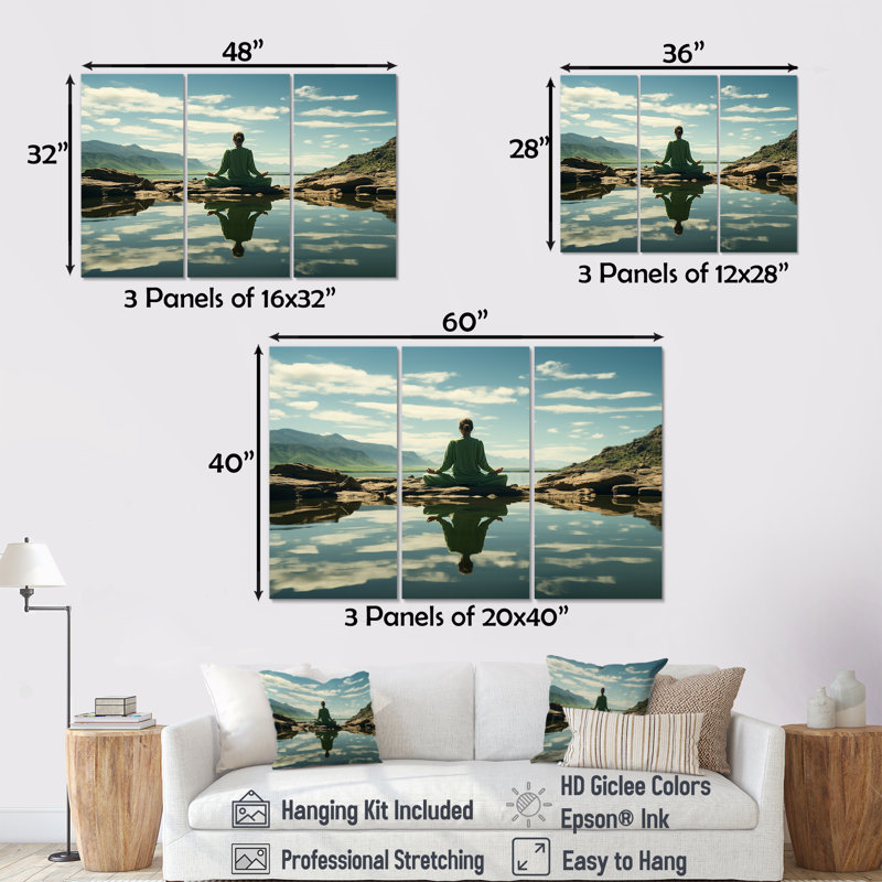 Ensemble de décoration murale Yogic Balance Horizon II - Yoga, Toile tendue, H 28 po x l 36 po x P 1 po