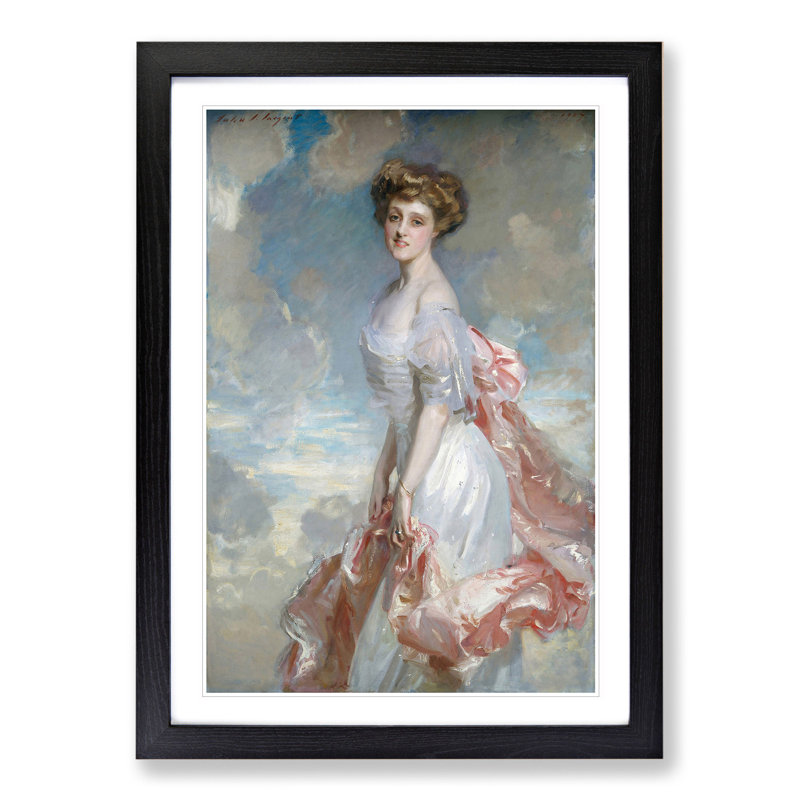 Portrait of a Lady by John Singer Sargent - Picture Frame Painting, Black Framed, 48cm H x 36cm W x 2cm D