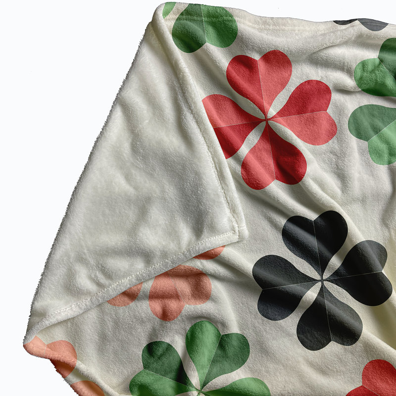  Couverture polaire Lucky Patch, 60 po x 80 po, Vert / gris / rouge