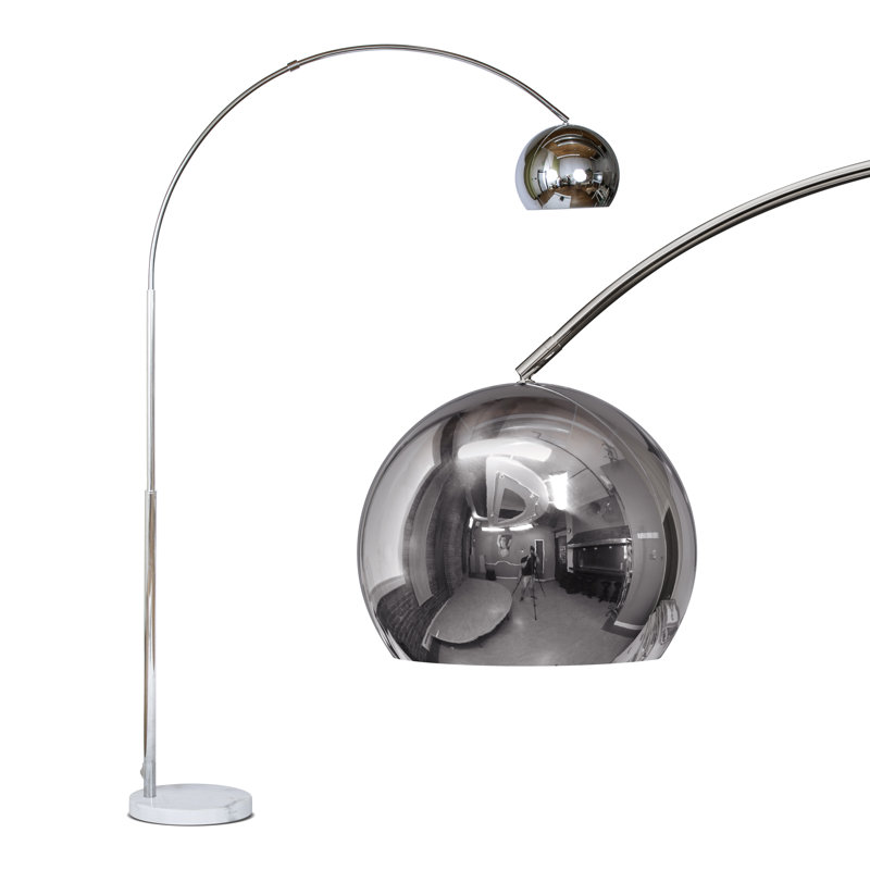 Adjustable Chrome Arc Floor Lamp with Marble Base