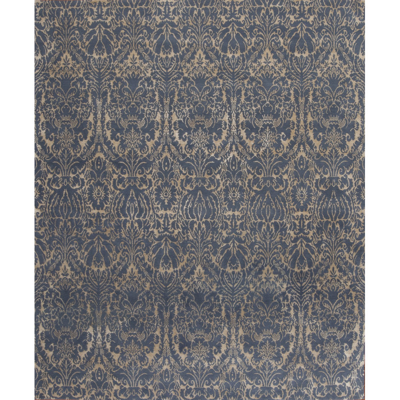 Modern Tibet Hand Knotted Damask Area Rug, Rectangle 6' x 9'