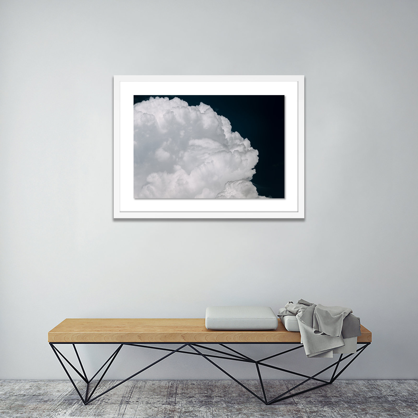 Michael Schauer "Cumulus" Print, White, 29" H x 40" W x 2.5" D