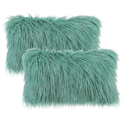 Chrismas Long Faux Fur Collection Square Throw Pillow