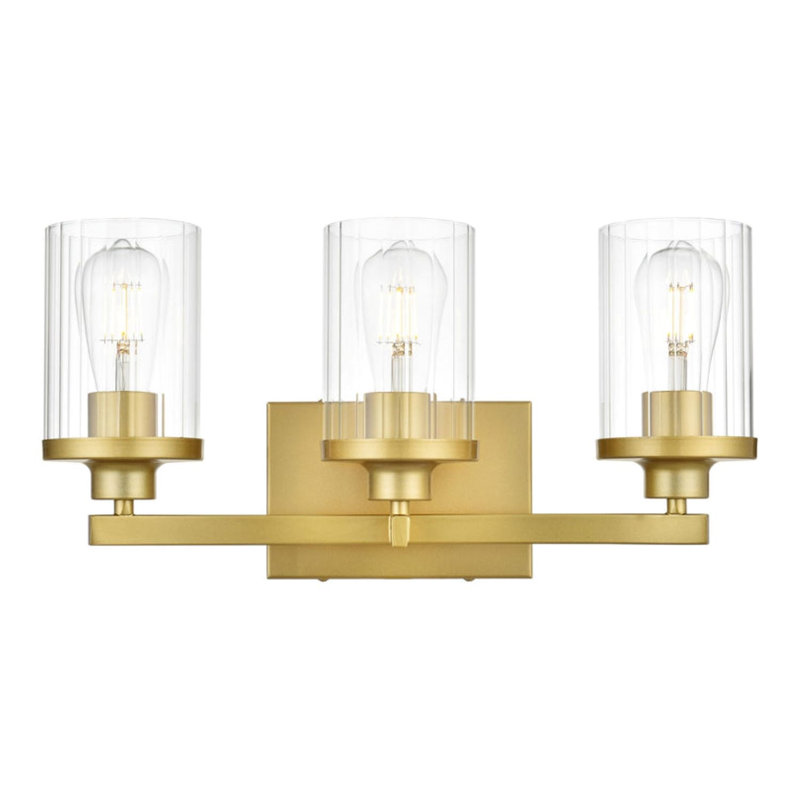 Éclairage pour meuble-lavabo à intensité variable Dariela, Laiton, H 10 po x l 18 po x P 18 po, 3 lumières