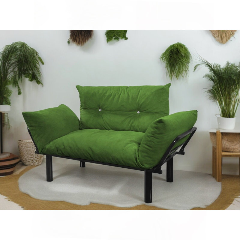 Ewald Upholstered 49'' Sofa, Khaki Green Microfiber/Microsuede