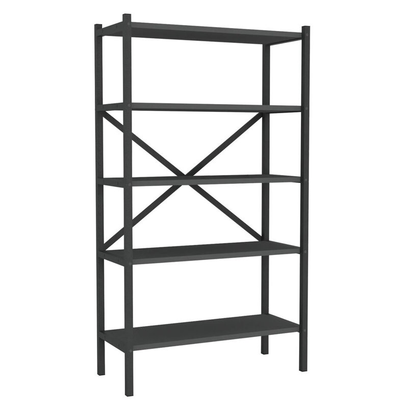 Ahmand 120.6cm H x 67cm W Metal Bookcase, Anthracite/Black