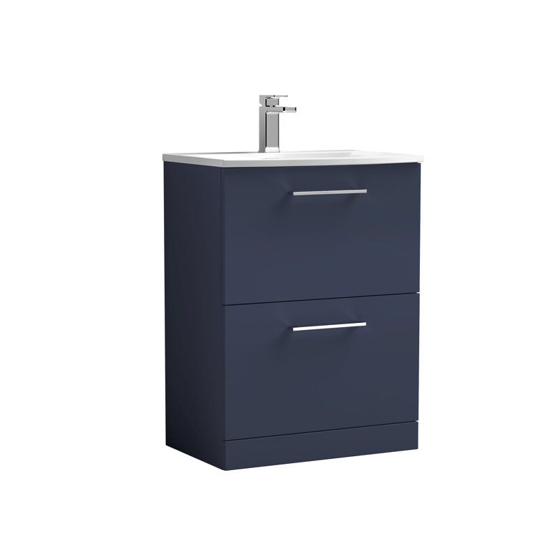 610mm Single Bathroom Vanity with Drop In Vitreous China Basin, Midnight Blue