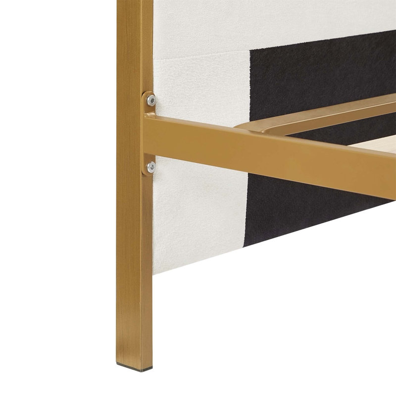 Lit plateforme tapissier avec tête de lit haute et base de lit à lattes en bois