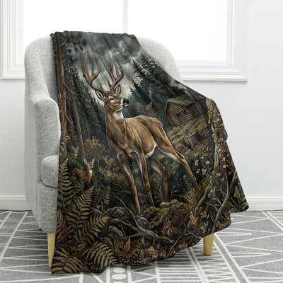 Deer Blanket Wilderness Deer Throw Blanket, 60 x 80 in