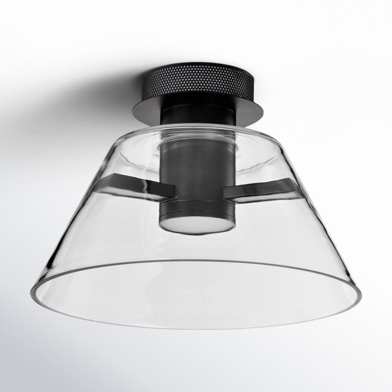 Hales - 14 Inch LED Semi Flush with Clear Glass, Polished Nickel