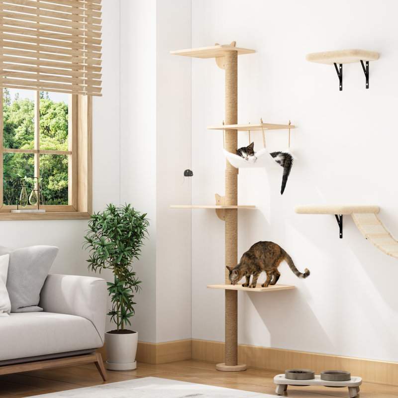 Cherette 4-tier Wall-Mounted Cat Tree Tower Scratching Post