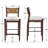 Farmhouse Solid Wood Barstool With Braided Rope Backrest, Upholstered Low Barstool For Bar And Kitchen Island Set Of 2-820363959-820363962