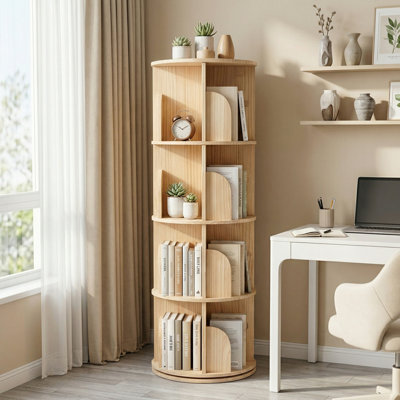 Bibliothèque rotative à 4 niveaux avec rangement pivotant à 360 °