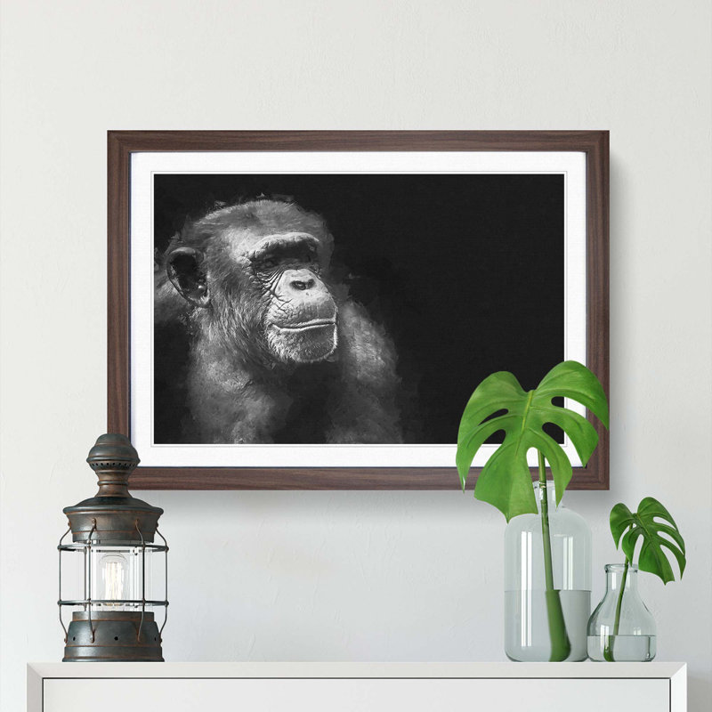 Ape in Abstract - Picture Frame Graphic Art Print, Walnut Framed, 48cm H x 65cm W x 2cm D
