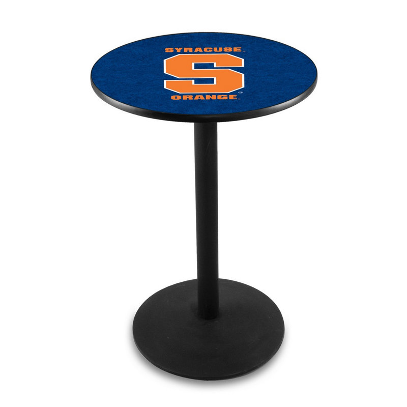 Round Metal Base Dining Table, Black Wrinkle, Syracuse University