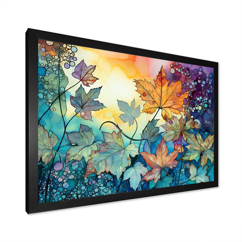 «Leaves Autumn Sunlight Harmony» sur toile, Cadre simple noir, H 24 po x l 32 po x P 1 po
