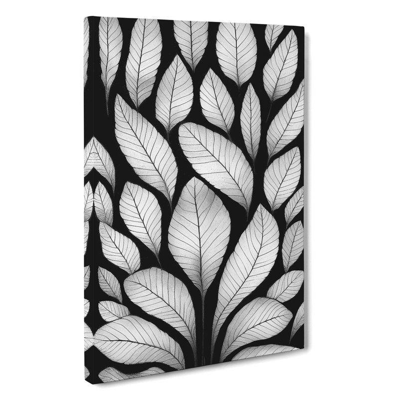 Monochrome Leaves No.2 - Wrapped Canvas Print, 50cm H x 35cm W x 3cm D