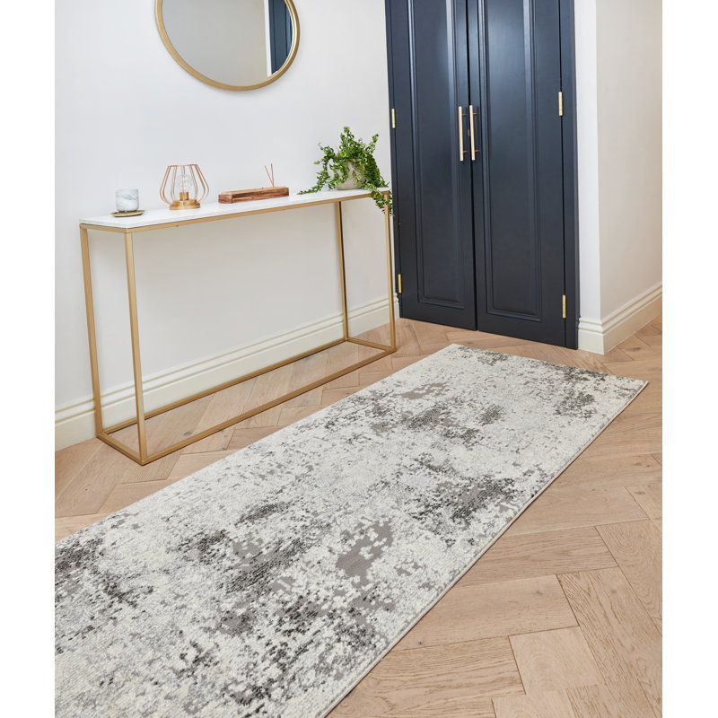 Edgeworth Machine Woven Grey/Ivory Rug, Runner 80cm x 240cm