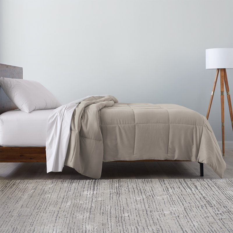 Brushed Cozy Touch Microfiber Down-Alternative Comforter, King, Khaki