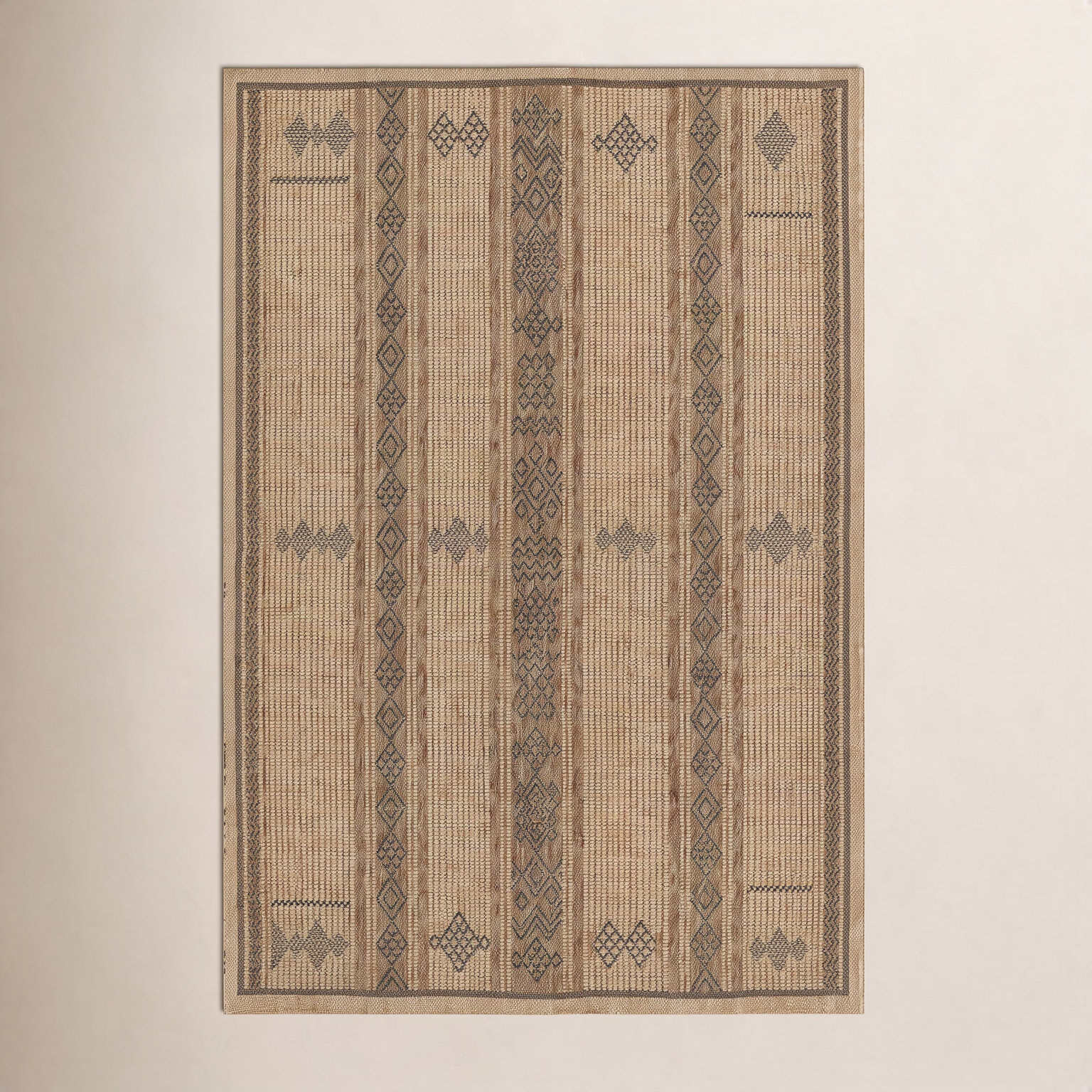 Ava Brown Beige Geometric Outdoor Rug, Rectangle 3'3" x 5'