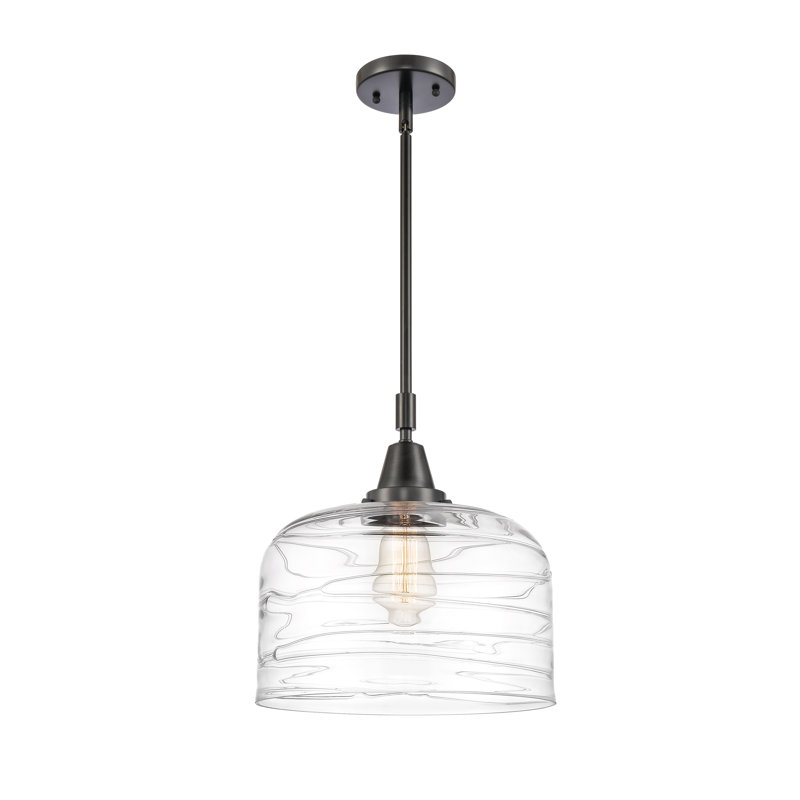 Luminaire suspendu en forme de cloche à 1 lumière Acrion, DEL, H 47,12 po x l 12 po x P 12 po, Noir mat