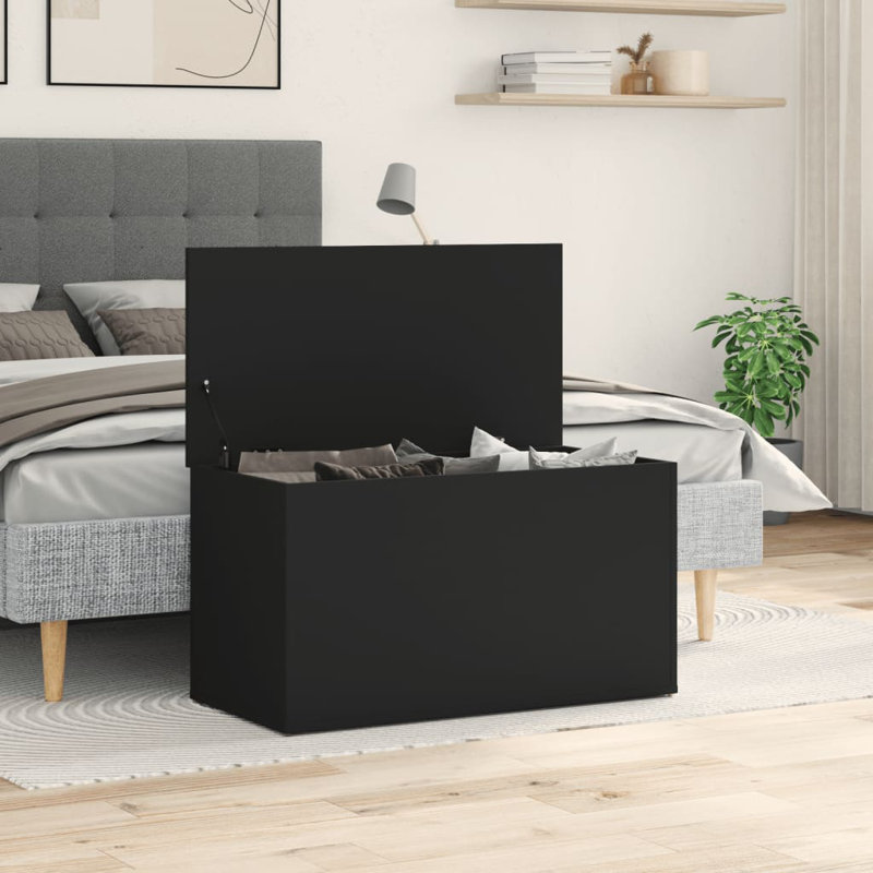 Giule Storage Chest 42x46 cm Engineered Wood, 46cm H x 84cm W x 42cm D, Black