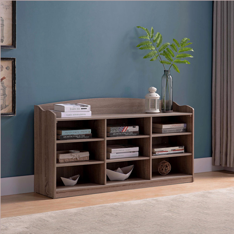 Banc de rangement pour chaussures en bois, neuf tablettes de rangement, rangement pour vestibule
