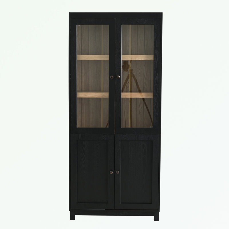 Armoire avec portes et tablettes en verre double