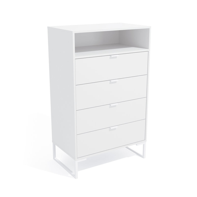 Commode verticale 4 tiroirs avec niche ouverte Fuaad