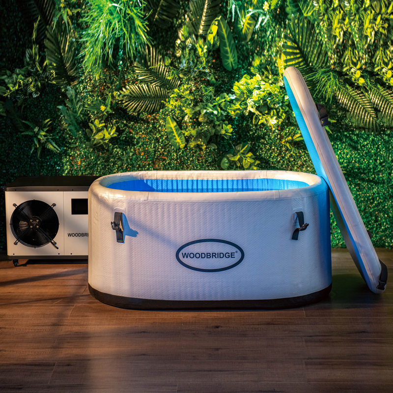 Portable inflatable Oval Ice Bath Cold Plunge Tub with Chiller and Heater, White