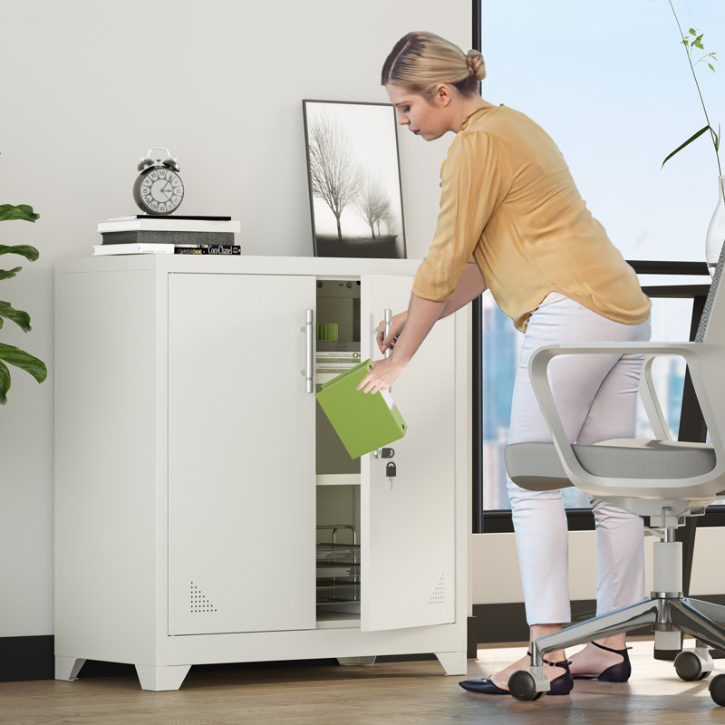 Arild 2 -Door 2 -Shelf Storage Cabinet Steel, White