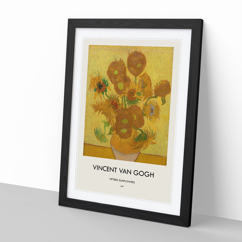 Fifteen Sunflowers by Vincent Van Gogh - Single Picture Frame Print, 65cm H x 48cm W x 2cm D, Black Framed